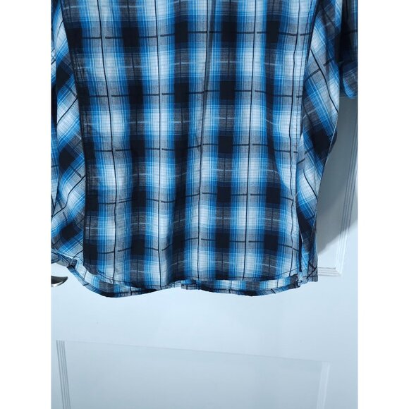 Vintage Helix XL Men's Plaid Long-Sleeve Shirt — Black/Blue Athletic Fit - Picture 9 of 10